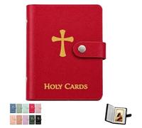 Portatarjetas De Oración, Libro Católico Piel Sintética, Organizador Sagrado Con Cierre a Presión, Estuche Transporte Para Tarjetas Funerarias Religiosas álbum Recuerdos Capacidad 40(Red)