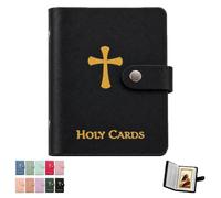 Portatarjetas De Oración, Libro Católico Piel Sintética, Organizador Sagrado Con Cierre a Presión, Estuche Transporte Para Tarjetas Funerarias Religiosas álbum Recuerdos Capacidad 40(Black)