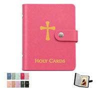 Portatarjetas De Oración, Libro Católico Piel Sintética, Organizador Sagrado Con Cierre a Presión, Estuche Transporte Para Tarjetas Funerarias Religiosas álbum Recuerdos Capacidad 40(Pink)