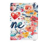 Portatarjetas de piel sintética para pasaporte, ligero, para mujeres y hombres, lindo libro de pasaporte, viajes, día de San Valentín, flores, corazón, amor, ser mío, Flores para el día de San