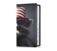 Portatarjetas de piel sintética para registro y seguro, para hombres y mujeres, guantera, organiza para documentos, tarjetas, licencia A Bespectacled Raccoon Head Independence Day The American Flag in