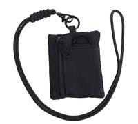 Portatarjetas de tela Oxford informal para colgar en el cuello, mini monedero cuadrado con cremallera y cordón ajustable, Black, As Show, Retro