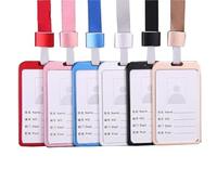 Portatarjetas de trabajo metal, cubierta protectora tarjeta identificación comercial 20 piezas for viajes escolares oficina(V-rope-red)