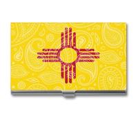 Portatarjetas de visita con diseño de bandera del estado de Nuevo México, diseño de cachemira, delgado, de metal, para tarjetas de crédito, tarjetas de crédito, organizador para hombres y mujeres, 3.7