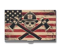 Portatarjetas de visita con diseño de calavera de bandera de Estados Unidos, estuche delgado de metal para tarjetas de crédito, organizador para hombres y mujeres, 3.7 x 2.2 x 0.3 pulgadas, Estilo
