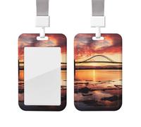 Portatarjetas deslizante con cordón, estuche protector para tarjetas con ventana transparente, etiqueta vertical para tarjetas de identificación y crédito, portatarjetas con el puente de la bahía de