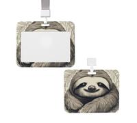 Portatarjetas deslizante con cordón, estuche protector para tarjetas con ventana transparente, etiqueta vertical para tarjetas de identificación y crédito, portatarjetas con diseño de perezoso, mi an