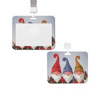 Portatarjetas deslizante con cordón, estuche protector para tarjetas con ventana transparente, etiqueta vertical para tarjetas de identificación y crédito, portatarjetas con diseño de gnomos navideño