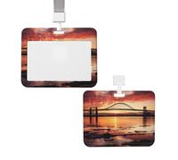 Portatarjetas deslizante con cordón, estuche protector para tarjetas con ventana transparente, etiqueta vertical para tarjetas de identificación y crédito, portatarjetas con el puente de la bahía de