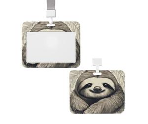 Portatarjetas deslizante con cordón, estuche protector para tarjetas con ventana transparente, etiqueta vertical para tarjetas de identificación y crédito, portatarjetas con diseño de perezoso, mi an