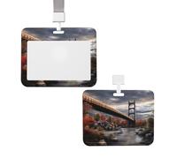 Portatarjetas deslizante con cordón, estuche protector para tarjetas con ventana transparente, portatarjetas vertical para identificación, tarjetas de crédito, etiquetas de nombre, diseño de puente p