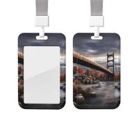 Portatarjetas deslizante con cordón, estuche protector para tarjetas con ventana transparente, portatarjetas vertical para identificación, tarjetas de crédito, etiquetas de nombre, diseño de puente p