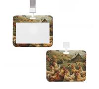 Portatarjetas grueso transparente para tarjetas de identificación, de plástico duro, soportes para tarjetas de identificación de gallinas y granjas, con clip, funda de insignia de trabajo para oficina