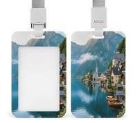 Portatarjetas Hallstatt Lakeside Town impreso vertical adecuado para tarjetas de identificación de oficina, escuela, tarjeta de identificación, tarjeta de proximidad, licencia de conducir y pase