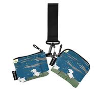 Portatarjetas para mujer, monedero de tamaño compacto con llavero y bolsillo con cremallera para hombres y mujeres, 2 unidades, counting sheep, 4.13"(L) x 3.5"(W), Accesorio de viaje