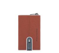 Portatarjetas piquadro black square, cuero de alta calidad, sistema de
