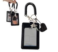 Portatarjetas, protección de cuero PU - de foto con corazón de amor | Cordón de brazo en para mujeres, hombres, fanáticos, viajes, escuela, lugar de trabajo y uso diario