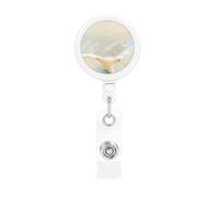 Portatarjetas retráctil con diseño de estrella de mar de playa. Elegante impresión de ancho completo, adecuado para oficinas, escuelas, hospitales, etc.