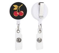 Portatarjetas retráctil con diseño de hoja dorada de cereza, con clip para tarjetas de identificación, médico, enfermera, estudiante, trabajador de oficina