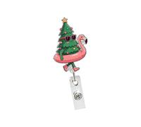 Portatarjetas retráctil de plástico ABS con lentejuelas y clip de metal para conferencias, fiestas, uso diario, Navidad