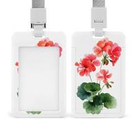 Portatarjetas retráctiles con diseño de flor de geranio rojo acuarela, protector de tarjetas, placa de nombre, para trabajo, oficina, médico, enfermera