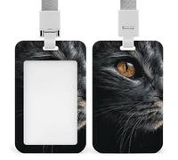 Portatarjetas retráctiles con diseño de gato con ojos amarillos, para tarjetas de identificación, para el trabajo, oficina, médico, enfermera