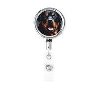 Portatarjetas retráctiles de metal resistente con clip de cocodrilo, carrete de insignia de perro Rottweiler, soporte para tarjetas de identificación, llavero de identificación para enfermera, médico