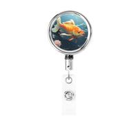 Portatarjetas retráctiles de metal resistente con clip de cocodrilo, carrete de insignia para amantes de los peces, portatarjetas de identificación, llavero de identificación para enfermera, médico