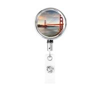 Portatarjetas retráctiles de metal resistente con clip de cocodrilo, puente colgante de Mackinac, carrete, portatarjetas de identificación, llavero para tarjeta de identificación, clip para enfermera