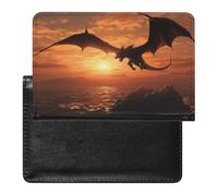 Portatarjetas Sea Sunset Flying Dragon, funda protectora de tarjetas, soporte para pasaporte, ligero y portátil, fundas para tarjetas, aplicable a pasaportes, pases de embarque y tarjetas de