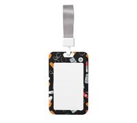 Portatarjetas vertical con estampado de medicina de dibujos animados, cubierta de doble deslizamiento con cordón suave, para trabajo/eventos