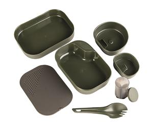 Pórtate Camp-a-Box Oliva Vajilla Camping Exterior Set Cubertería Plástico