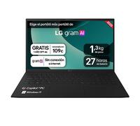 Portátil 15" LG gram - 15Z80T, Windows 11, AMD Ryzen™ AI, Copilot+PC, 16 GB RAM, 512 GB SSD, Panel IPS FHD, Ligero 1,3 Kg, 27h, Negro - 15Z80T-G.AS55B