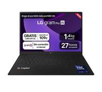 Portátil 16" LG gram pro 16Z90TR, Windows 11, Intel® Core™ Ultra7 , 32 GB RAM , 1TB SSD, NVIDIA RTX5050 con GDDR7 8GB , Pantalla IPS (2560*1600),ligero, 1.360 g, 27 hs, AI, Negro - 16Z90TR-E.AD88B