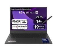 Portátil 16" LG gram Pro 2en1 16T90TP, Windows 11 Home, Intel® Core™ Ultra7, 32 GB RAM, 1TB SSD, Panel IPS WQXG 2880x1800), Ligero 1,4 kg, 19 h, AI, Negro - 16T90TP-K.AD88BN