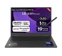 Portátil 16" LG gram Pro 2en1 - 16T90TP, Windows 11, Intel® Arrow Lake H, 32 GB RAM, 1TB SSD, Panel OLED WQXGA+ (2880x1800), Ligero 1,4 kg, 19 h, AI, Negro - 16T90TP-K.AD88B