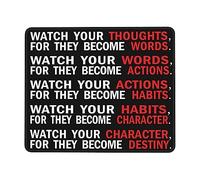 Portátil Alfombrilla de Ratón, Cuida Tus Pensamientos Palabras motivacionales Citas Alfombrilla Base de Goma Mouse Mat 25X30cm para Jugadore PC Oficina
