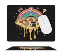 portátil Alfombrilla de Ratón Pizza Planet Cat Hongo Cuero Arcoíris Alfombrilla Gaming Gaming Mouse Pad 25x30cm para Jugadore,Laptop,Trabajo