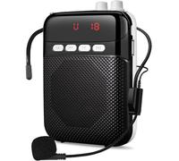 Portatil Amplificador de Voz Portátil para Profesor, 2400mAh Recargable Altavoz Microfono Sistema PA Auricular Micrófono con Altavoz para Guia Turistico, Profesores, Reunión, Yoga, Aula (Negro)