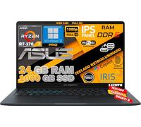 Portátil ASUS FHD IPS de 15,6" con Ryzen 7 R7-170 de 14.ª generación, 24 GB de DDR5, 1 TB de SSD NVMe, Wi-Fi 6E, RJ45, teclado QWERTY Ñ ESPAÑOL, retroiluminado, lector de huellas dactilares,Windows 11