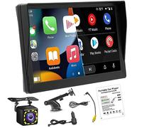 Portátil autoradio inalámbrico Apple CarPlay y Android Auto Car con Parasol, Monitor de Pantalla táctil de 9 "Estéreo automóvil Bluetooth con cámara de Respaldo, DVR, Mirror Link/FM/AUX Transmitter