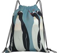 Portátil Bolsa de natación Impresión de pingüino Práctica Mochila Ligera 36x42cm para Compras,Almacenamiento de Ropa Calzado