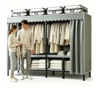 Portátil Closet, Antipolvo Armario ropero, Profundizar en la Gran Capacidad con Riel, Tela armarios Dormitorio para Salón, Habitación pequeña, Apartamento, Piso de Alquiler(200cm)