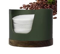 Portátil de filtro de café portátil - Dispensador de filtro de papel con tapa de madera | Contenedor rústico para la estación del fabricante, tarro de almacenamiento de café de polvo,