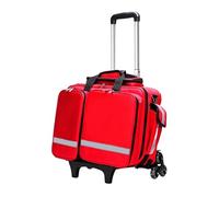 Portátil de gran capacidad con carro, kit de primeros auxilios de emergencia, ignífugo, antiestático, impermeable, con ruedas, trauma de incendio, bolsa médica multifuncional (rojo)