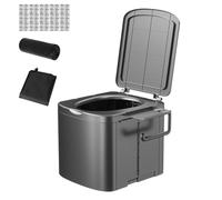 Portátil de inodoro, plegable de viaje, 13,78 x 12,2 x 14,57 in Portable Seat, vertical ergonómico Handle, Side Storage Bracket Gray, for Truck, Rv, Hiking, Beach, Kids & Adults