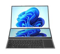 Portátil de Pantalla Dual de 16 Pulgadas y 14 Pulgadas, para Batería de Alta Capacidad para para Core I7 CPU Computadora Portátil de Pantalla Dual 100-240V para Oficina (Enchufe de la UE)