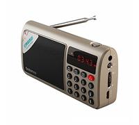 Portátil FM/MW/SW Altavoz de Radio MP3 / WAV Jugador con Linterna Sueño Temporizador de Reloj Búsqueda automática Visualización de Relojes 24 Horas con USB Cargadura(Gold)