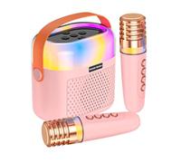 Portátil Karaoke Machine - 1200 mAh Kids Singing System, 2 micrófonos inalámbricos y altavoz, Home Karaoke Set for Christmas Birthday Party, Music Entertainment, 4,72 x 2,76 x 5,12 pulgadas