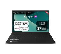 Portátil 15" LG gram - 15Z80T, Windows 11, AMD Ryzen™ AI, Copilot+PC, 16 GB RAM, 1 TB SSD, Panel IPS FHD, Ligero 1,3 Kg, 27h, Negro - 15Z80T-G.AS58B